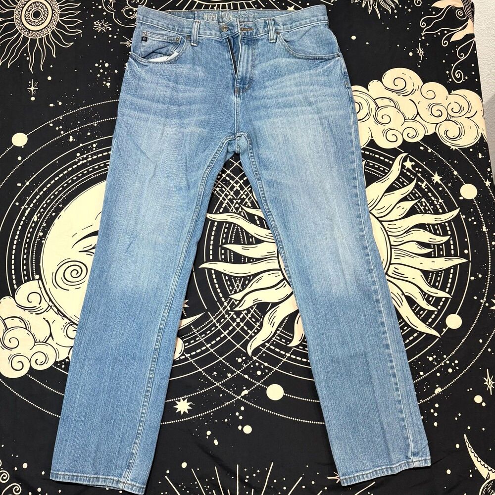 Freeworld Jeans Men's 36x31 Blue Cotton Denim Straight Faded Workwear Stretch